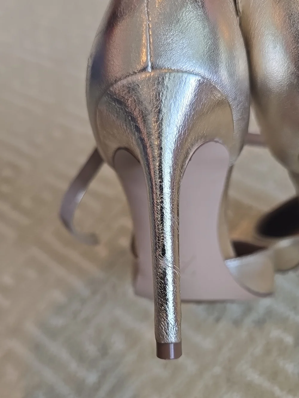 27 Edit Metallic Gold Pointed-Toe Crisscross Ankle-Strap Heels, Size 7